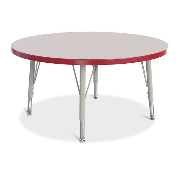 Jonti-Craft Berries Round Activity Table, 36 in. Diameter, E-height, Freckled Gray/Red/Gray 6488JCE008 - main